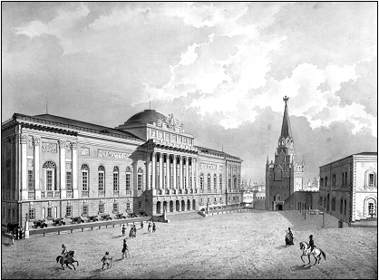 Рис. 2. П.А. Герасимов. Вид на старое здание Оружейной палаты в Московском Кремле. XIX в. Акварель. Музеи Московского Кремля 