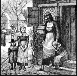 Женщина, наказанная ношением «уздечки». Рис. 1885 г. 