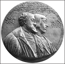 Изображение Карла V и Фердинанда I Габсбургов на памятной медали. 1532 г.  