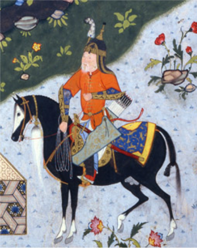 Ил. 4. Садык-бек Афшар. «Заль под балконом Рудабы», иллюстрация к «Шах-наме», Казвин, 1576–1577 гг. Фрагмент. David Collection, Копенгаген Ил. 4. Садык-бек Афшар. «Заль под балконом Рудабы», иллюстрация к «Шах-наме», Казвин, 1576–1577 гг. Фрагмент. David Collection, Копенгаген