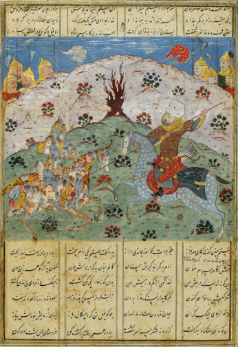 Ил. 5. «Шах Мазандерана превращается в камень». Иллюстрация к «Шах-наме», Средняя Азия, XVI в. Частное собрание Ил. 5. «Шах Мазандерана превращается в камень». Иллюстрация к «Шах-наме», Средняя Азия, XVI в. Частное собрание