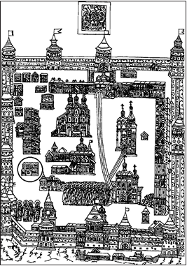 Рис. 4. Троице-Сергиев монастырь (прорись иконы) 