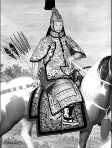 Рис. 3. Портрет императора Хунли (девиз правления Цяньлун) (1735– 1796) в доспехах «для большого смотра» войск, середина XVIII в.