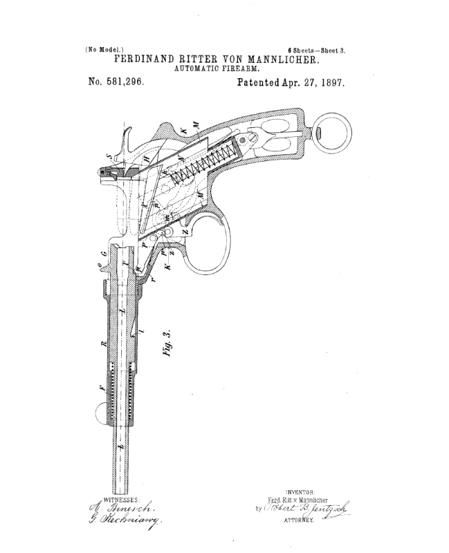 Схема пистолета Манлихер 1897