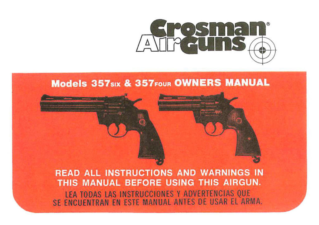 Инструкция (мануал) к револьверам Crosman 357 на англ. языке. ПДФ файл