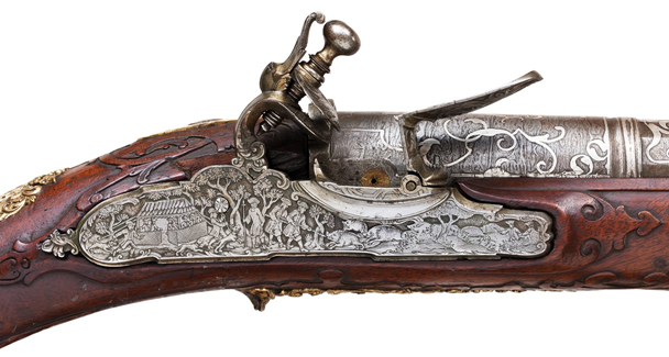 Рис. 4. Кремневое нарезное ружье инв. № ГДМ-701-IX. Ствол – Османская империя, замок и ложа – Австрия, 1730-е гг. Рис. 4. Кремневое нарезное ружье инв. № ГДМ-701-IX. Ствол – Османская империя, замок и ложа – Австрия, 1730-е гг.