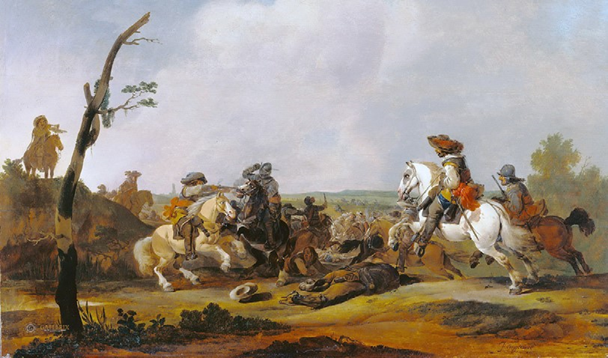 Сцена битвы. Художник Иоганн Лингельбах. Ок. 1652 г. Музей Гетти (Лос-Анджелес)