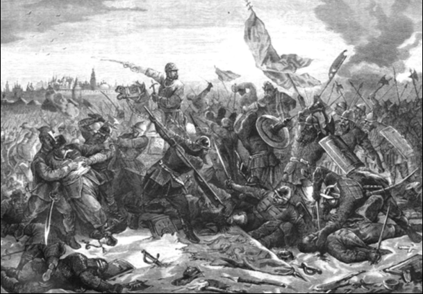Рис. 10. Коверзнев П.Е. Битва князя Пожарского с гетманом Ходкевичем под Москвой (гравюра с оригинального рисунка). 1860–1870-е гг.