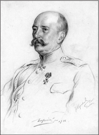Великий князь Георгий Михайлович. 5 ноября 1916 г. Ставка Верховного главнокомандующего. Художник Н. Сергеев. С автографами художника и великого князя 