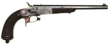 Ил. 9. Пистолет бельгийский казнозарядный однозарядный начала 1910-х гг. ВИМАИВиВС. Инв. № 042/129 ОЦФ