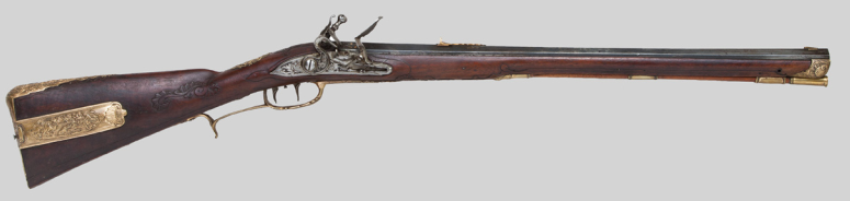 Ил. 7. Кремневый штуцер. Чехия, Карлсбад (Карловы Вары), мастер Леопольд Бехер, 1730–1740-е гг. ГМЗ «Гатчина», инв. № ГДМ-340-IX Ил. 7. Кремневый штуцер. Чехия, Карлсбад (Карловы Вары), мастер Леопольд Бехер, 1730–1740-е гг. ГМЗ «Гатчина», инв. № ГДМ-340-IX