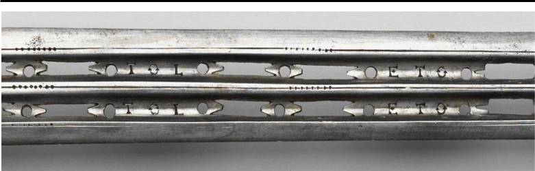 Ил. 2. Надпись «IN TOLETO» в долах клинка 